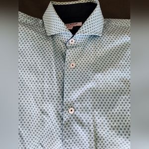 Boys size 16 Isaac Mizrahi cutaway collar light aqua color dress shirt.